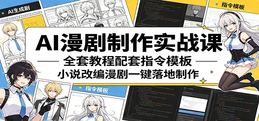 AI漫剧制作实战课:全套教程配套指令模板,小说改编漫剧一键落地制作-2爱1学习资源网-伴学无忧