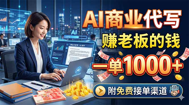 AI商业代写,赚老板的钱,一单1000+,附免费接单渠道-2爱1学习资源网-伴学无忧
