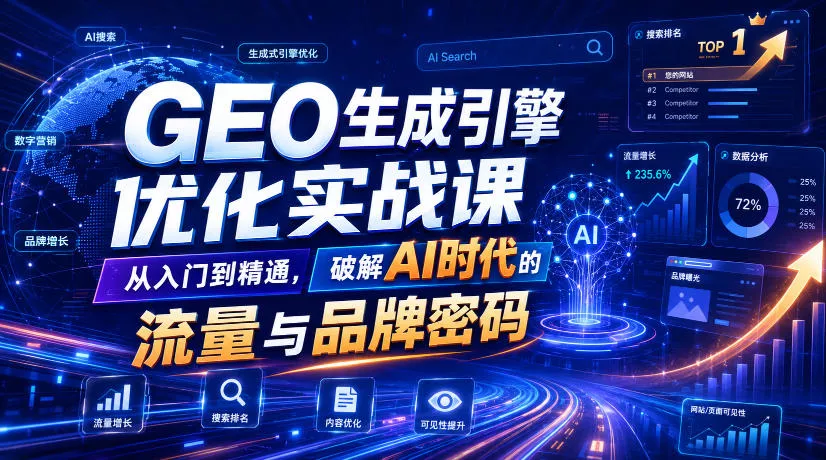 GEO生成引擎优化实战课,从入门到精通,破解AI时代的流量与品牌密码-2爱1学习资源网-伴学无忧